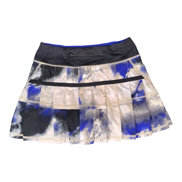 Lululemon Run Pace Setter Skirt 2 Black Blue Milky Way Print Activewear w/Bag‎ - Picture 2 of 13